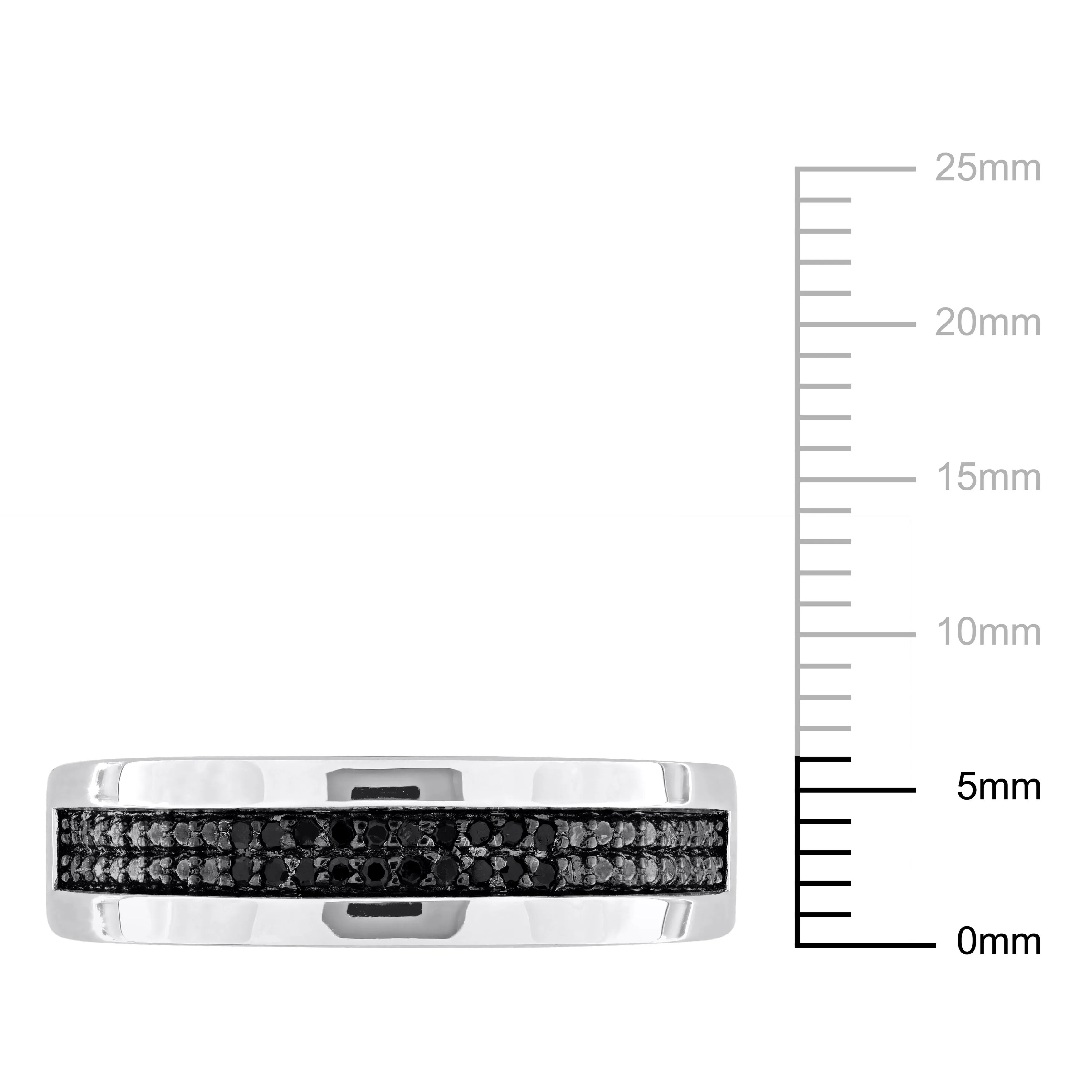 Mimi & Max 1/10ct TDW Black Diamond Men's Double Row Anniversary Band in Sterling Silver