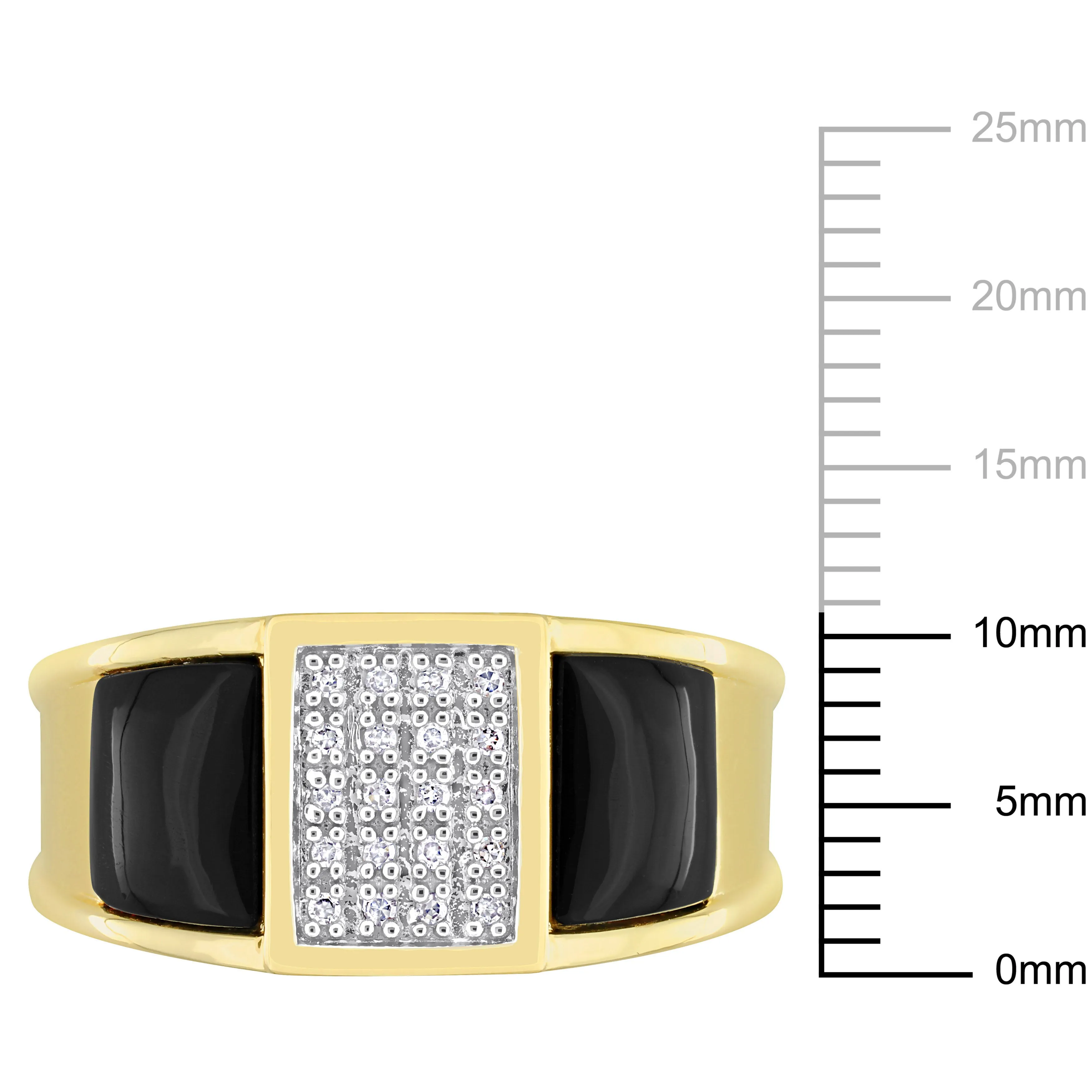 Mimi & Max 2ct TGW Square Black Onyx and 1/10ct TW Diamond Men's Ring in Yellow Plated Sterling Silver