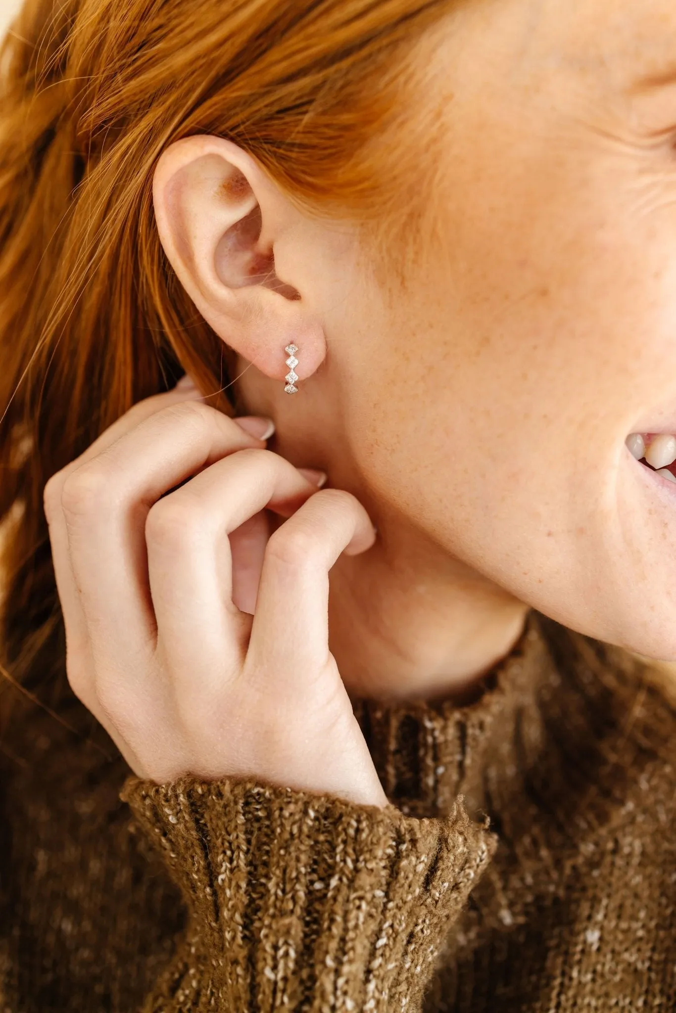 Mini Diamond Hoop Earrings - Hypoallergenic Andi