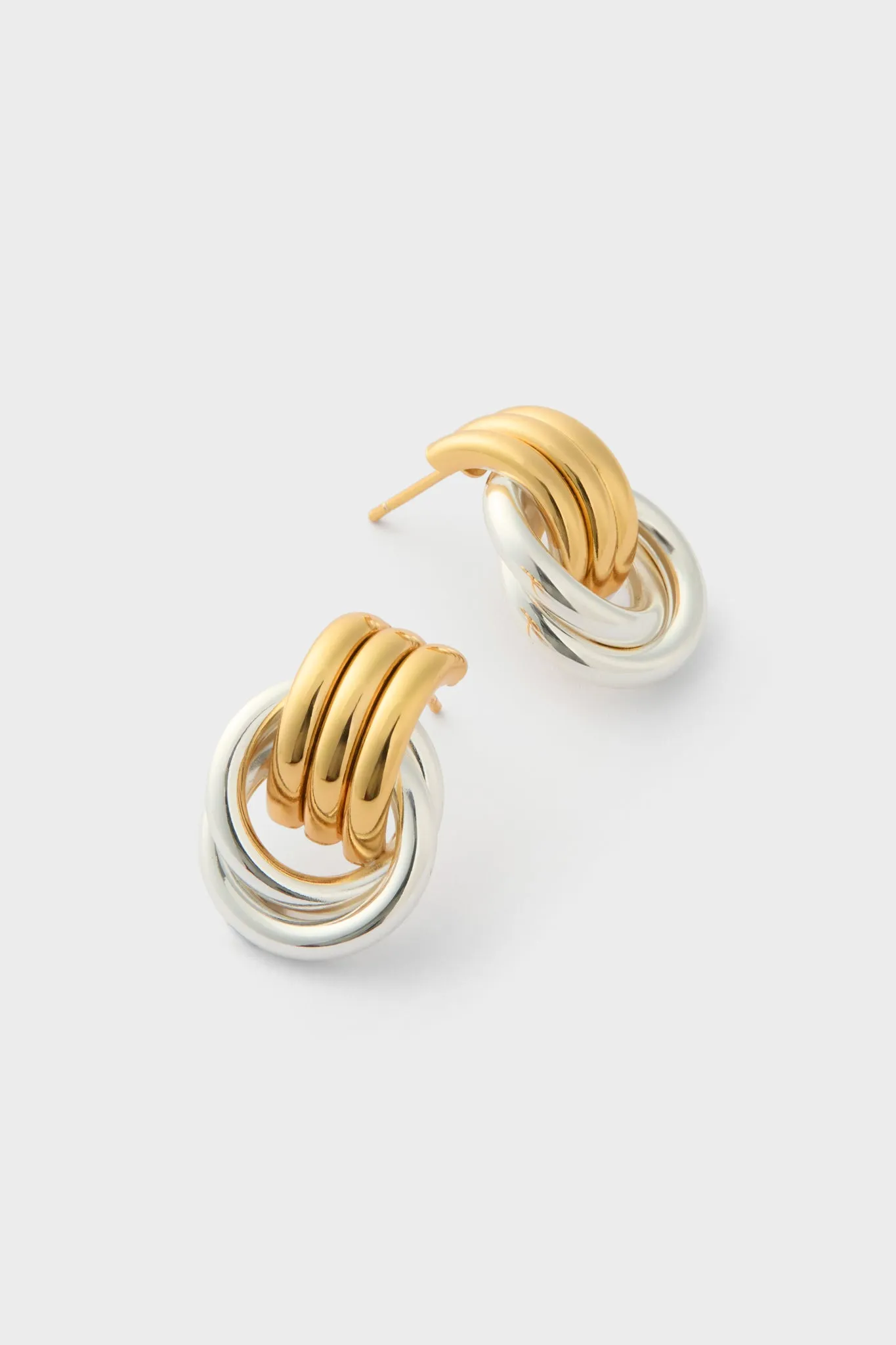 Mixed Metal Baby Knot Earrings
