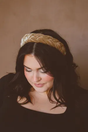Mocha Velvet Braided Hard Headband Andi