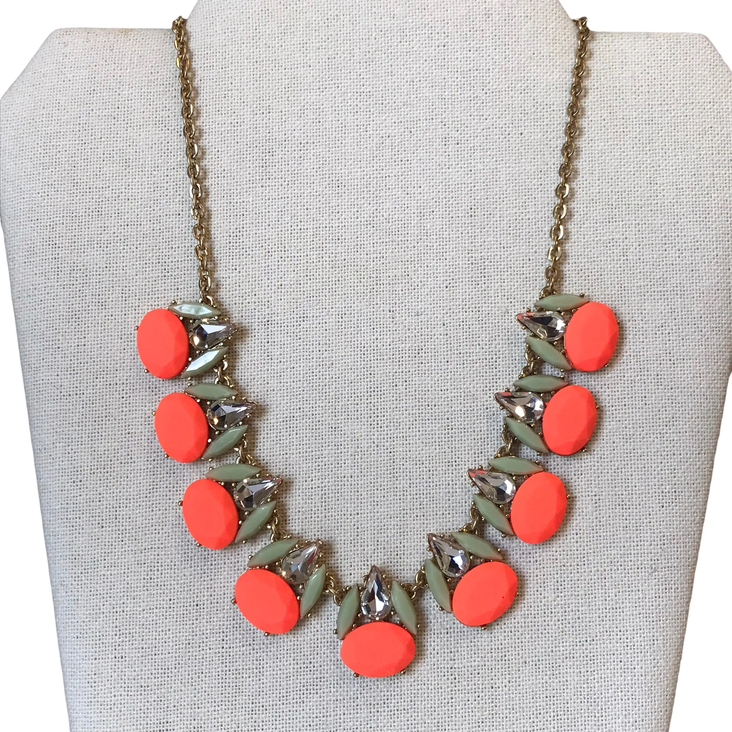 Necklace Statement By J. Crew In Green & Orange