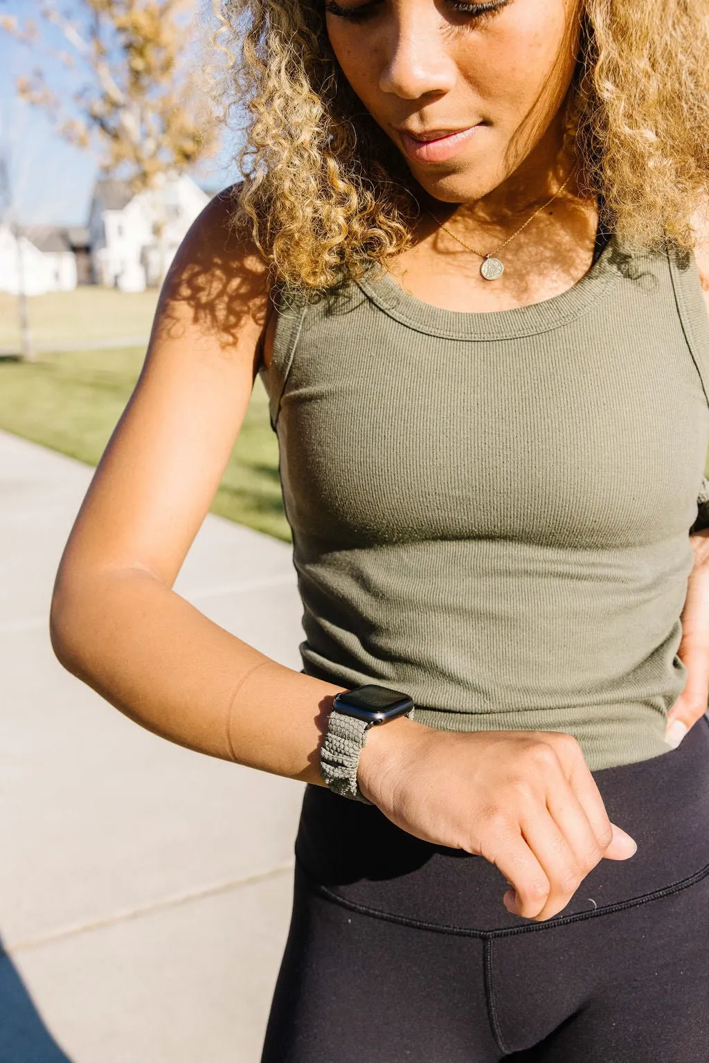 Olive Hexagon Athletic Scrunchie Band Compatible with Apple Watch Andi