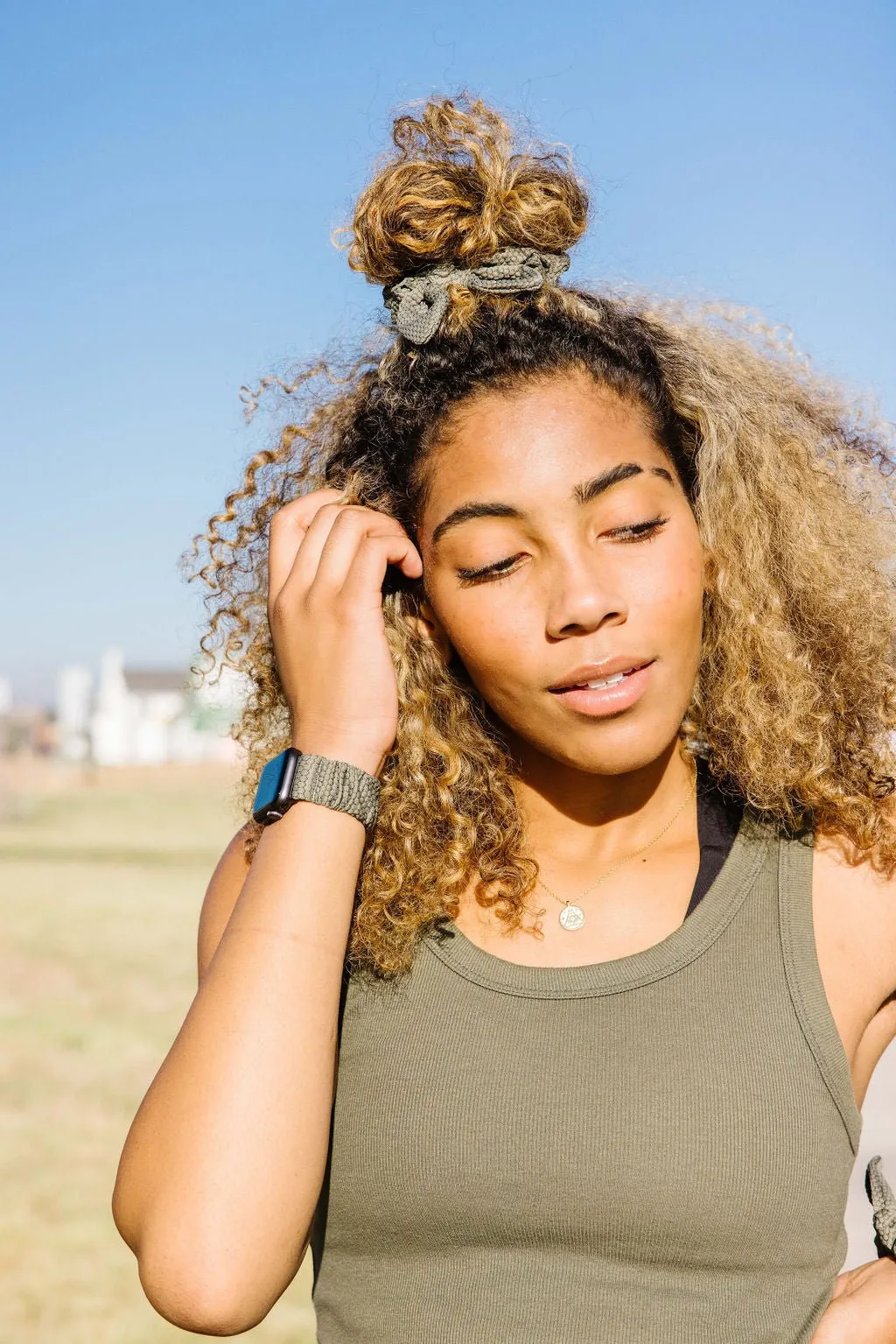 Olive Hexagon Athletic Scrunchie Band Compatible with Apple Watch Andi