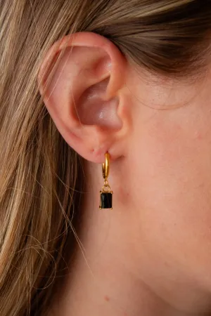 Onyx Gemstone Dangle Hoop Earrings Andi