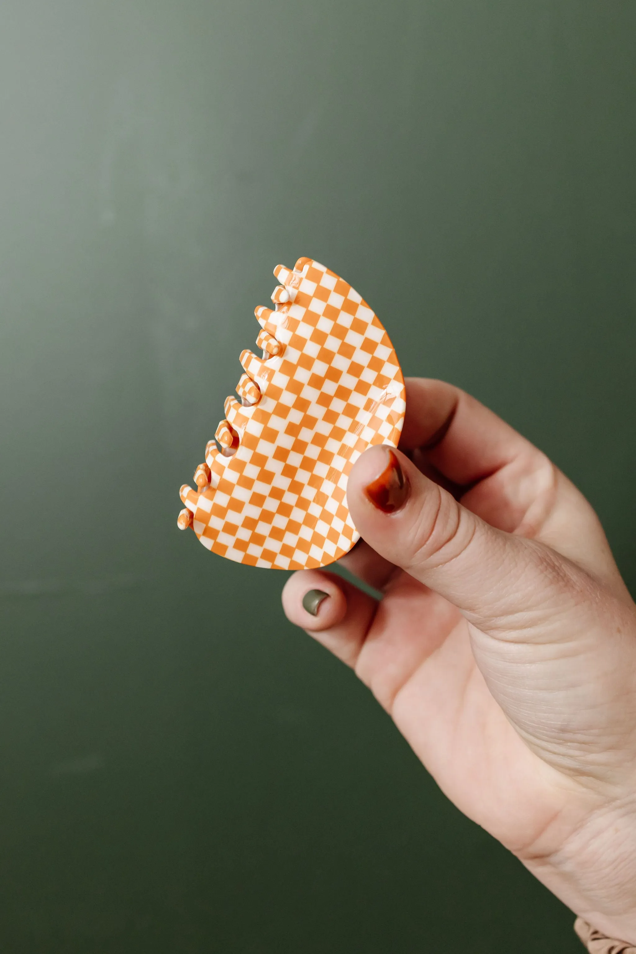 Orange Checkered Claw Clip Andi