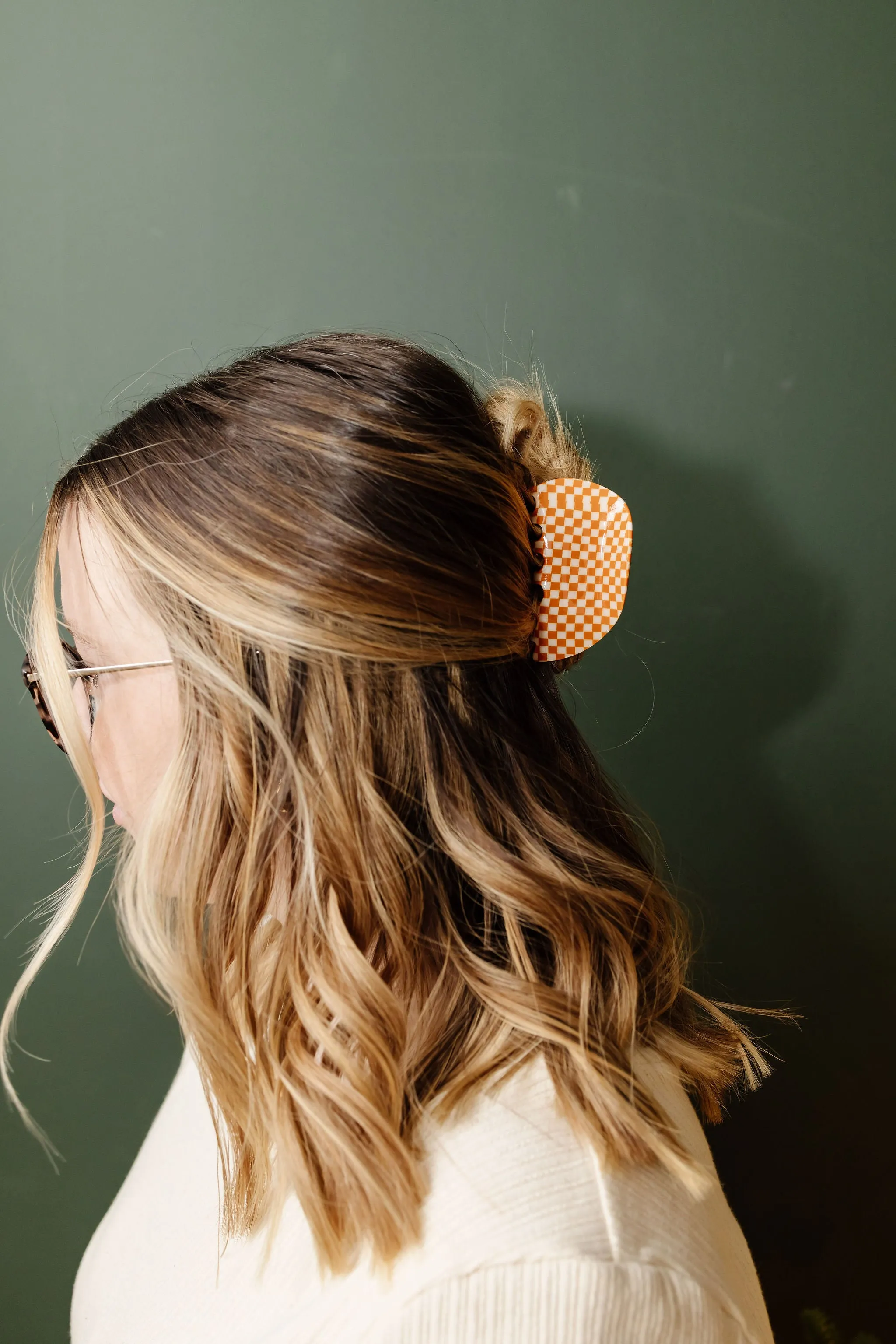 Orange Checkered Claw Clip Andi