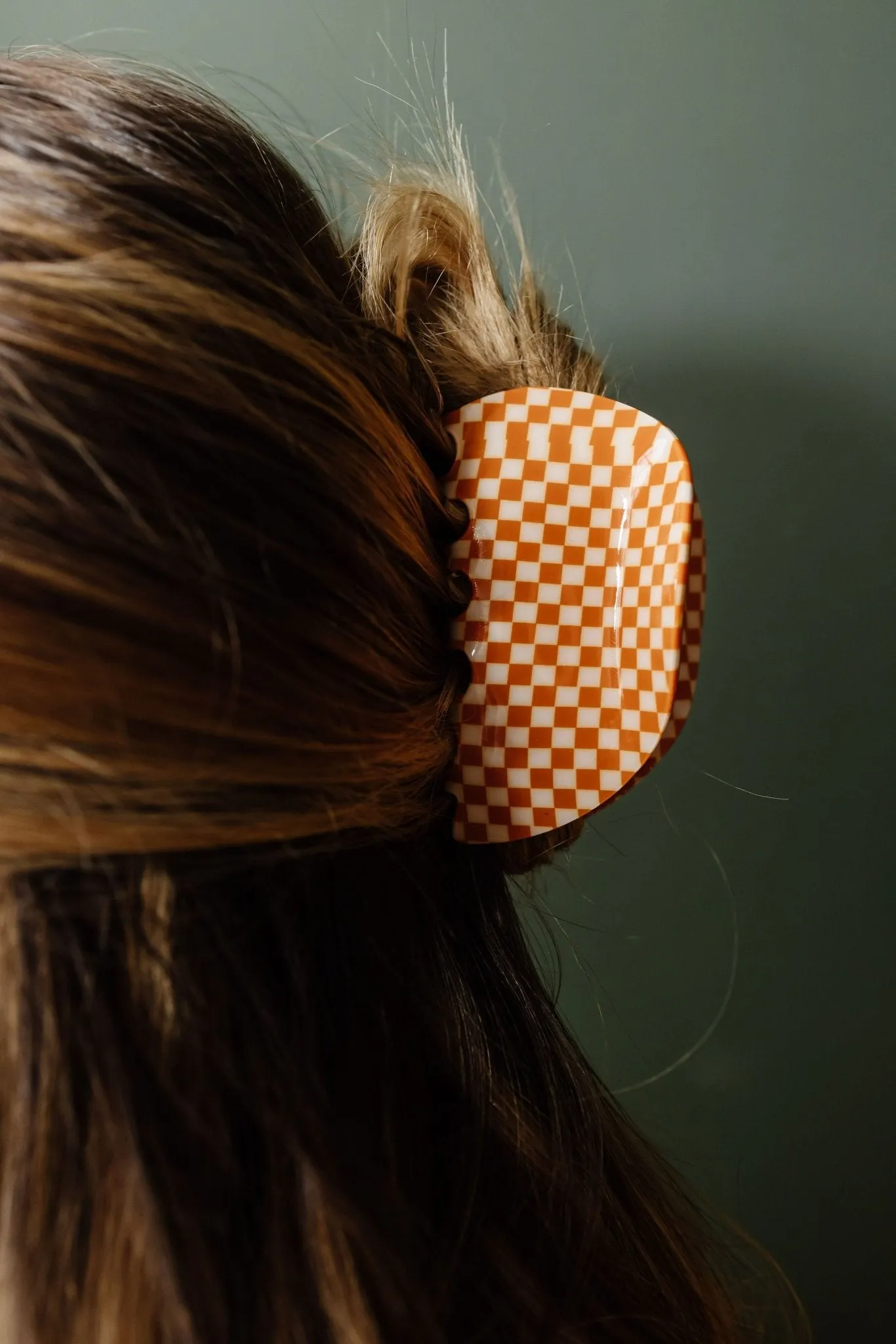 Orange Checkered Claw Clip Andi