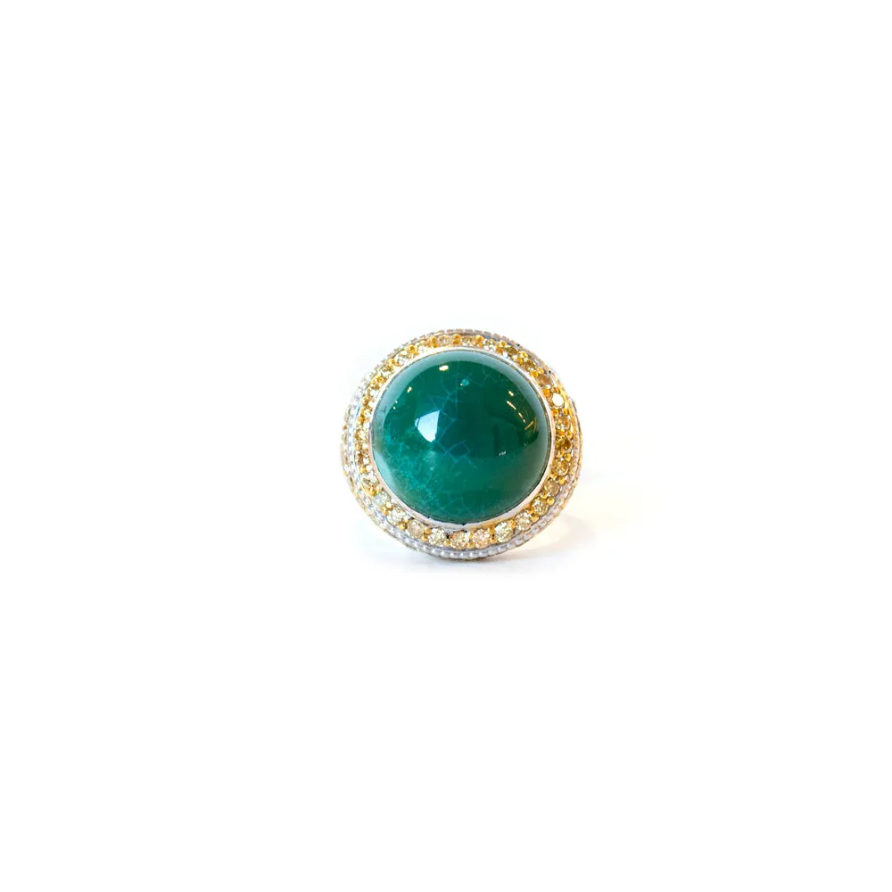 Ouzounian Men'S Ring Silver 925 With Round Diamond & Turquoise Size 10.5
