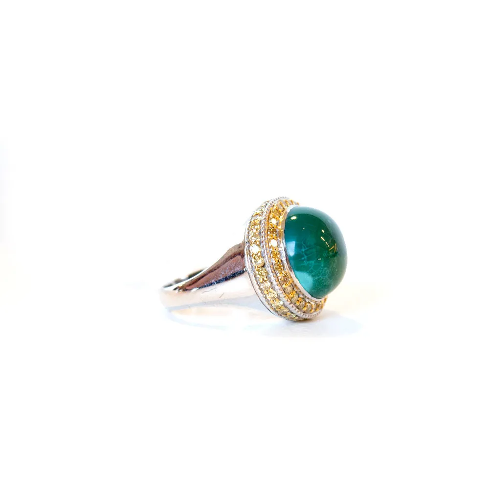 Ouzounian Men'S Ring Silver 925 With Round Diamond & Turquoise Size 10.5