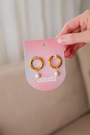 Pearl Dangle Hoops Andi