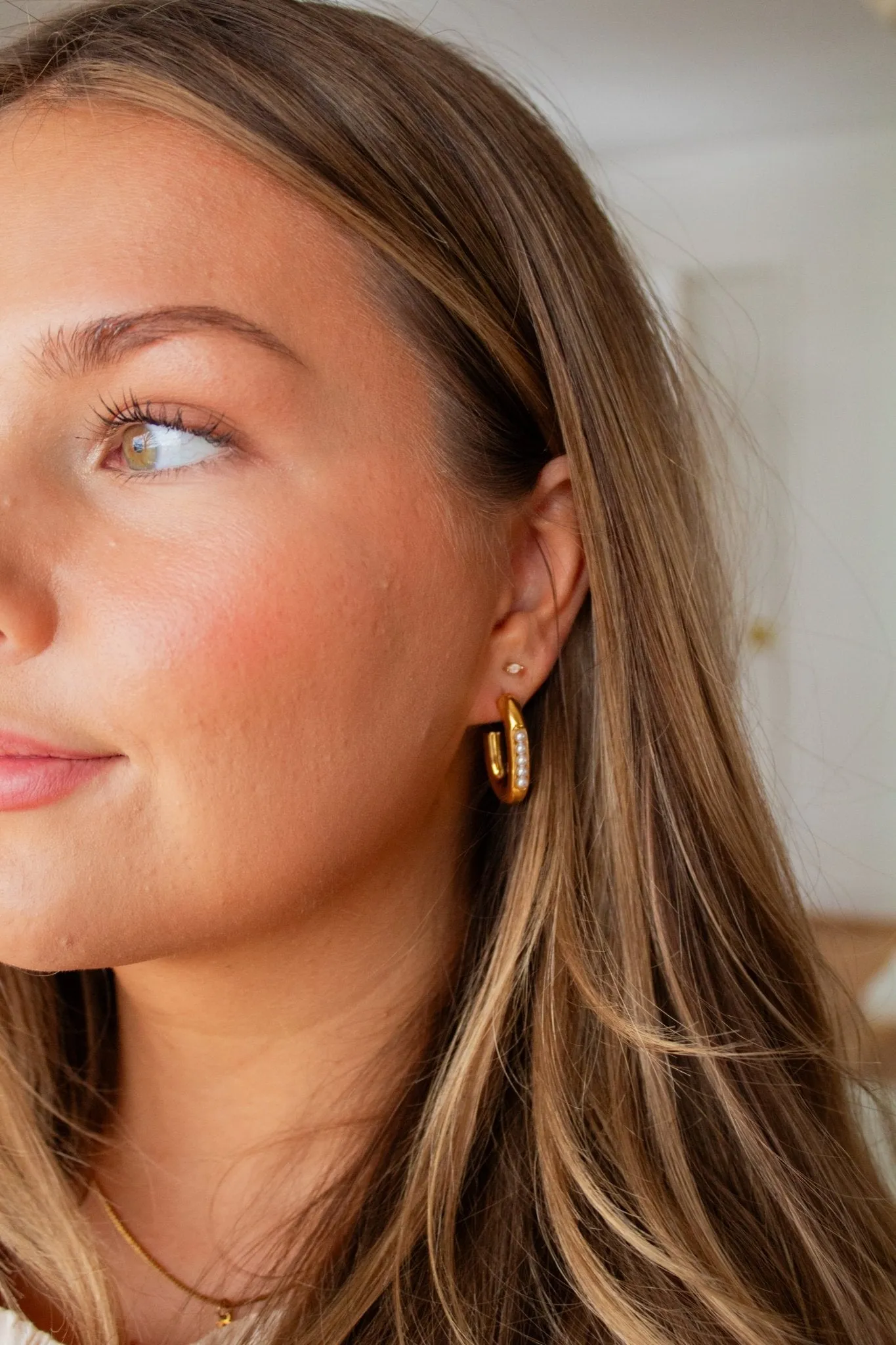 Pearl Encrusted Half Hoops Andi
