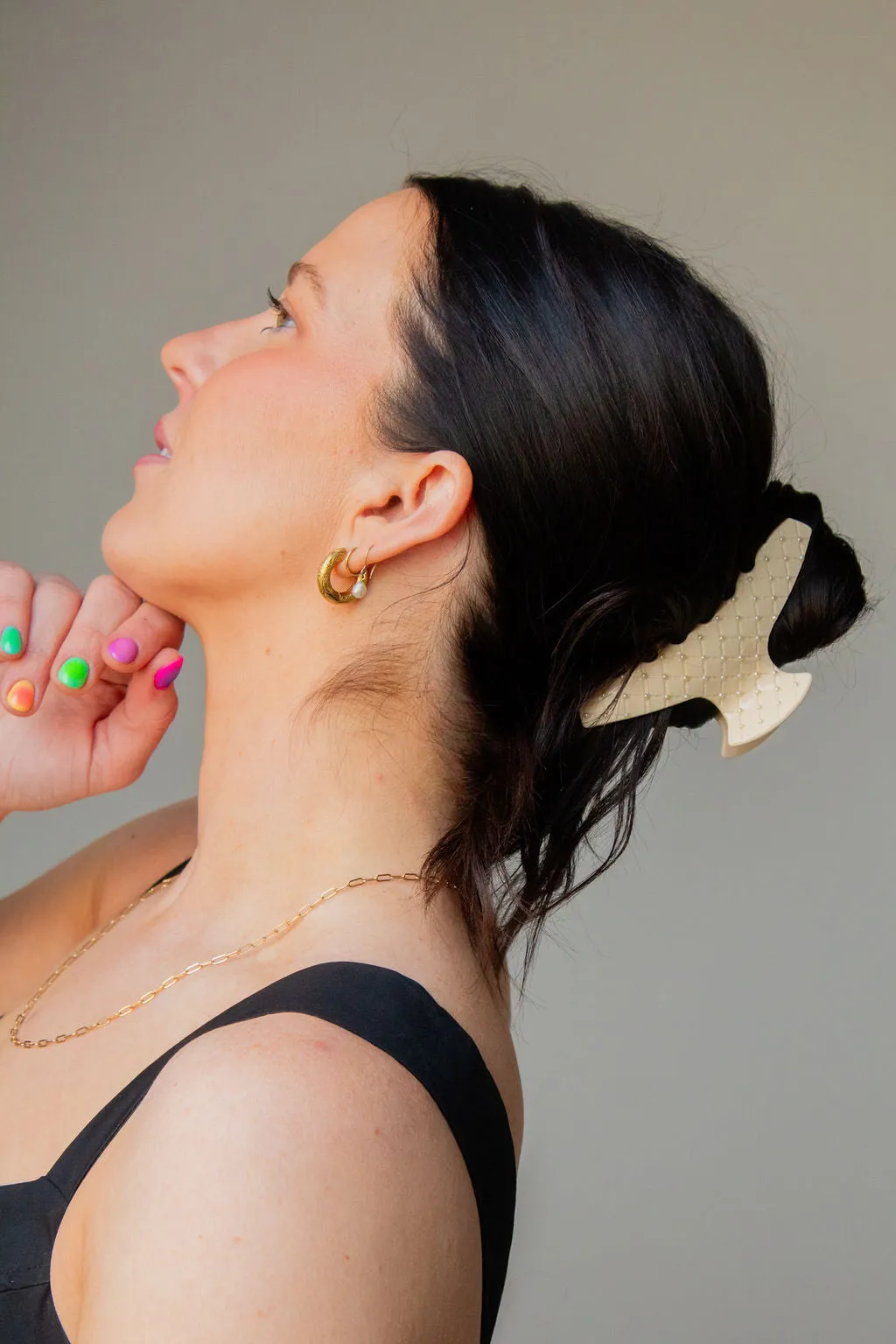 Pearl Studded Champagne Claw Clip Andi