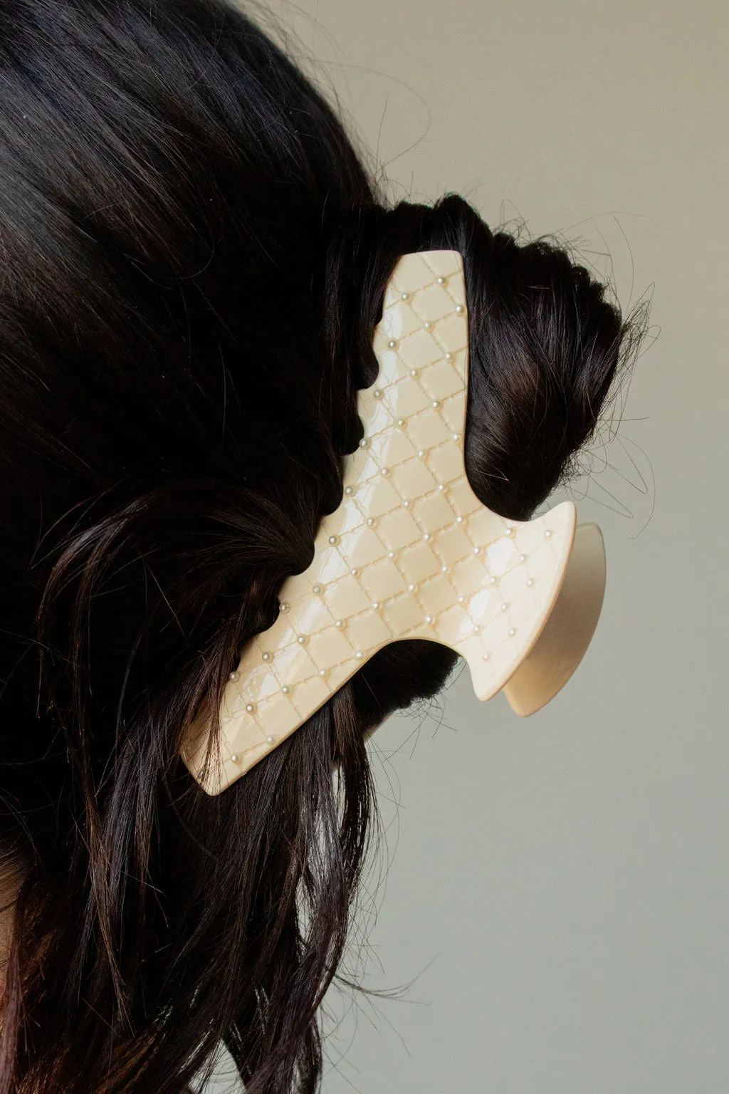 Pearl Studded Champagne Claw Clip Andi
