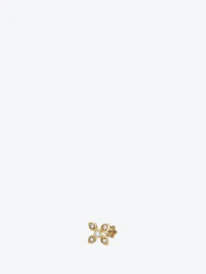 Piercing  fleur gold 14 k with white diamonds