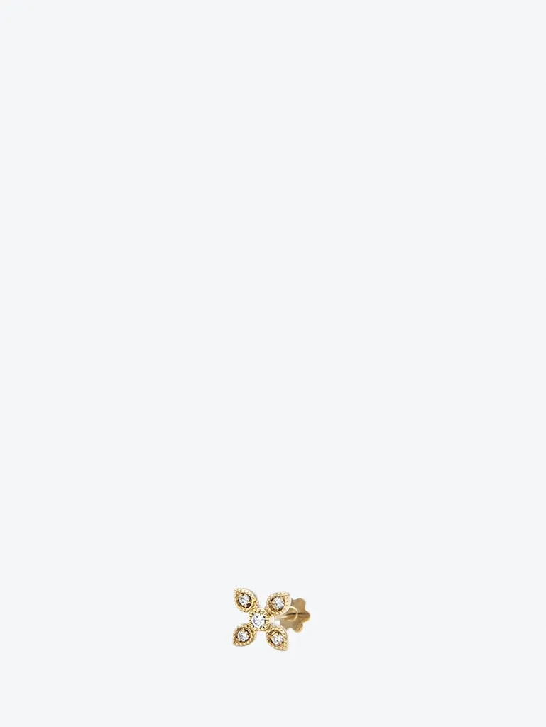 Piercing  fleur gold 14 k with white diamonds
