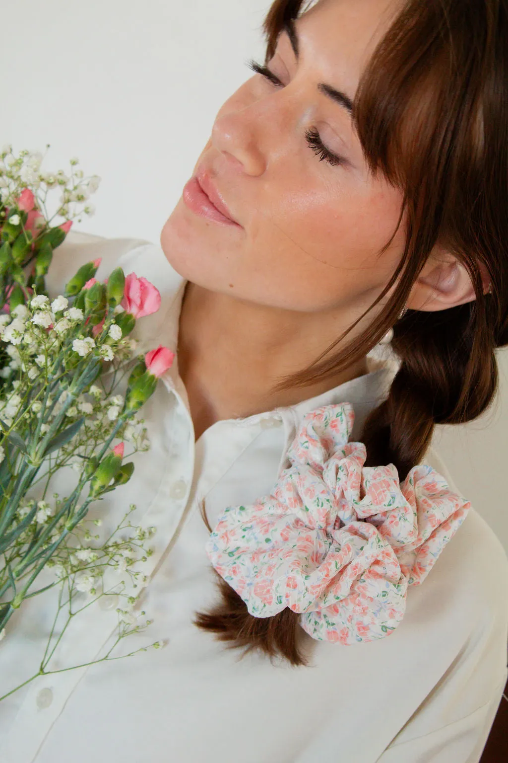Pink Floral Jumbo Scrunchie Andi