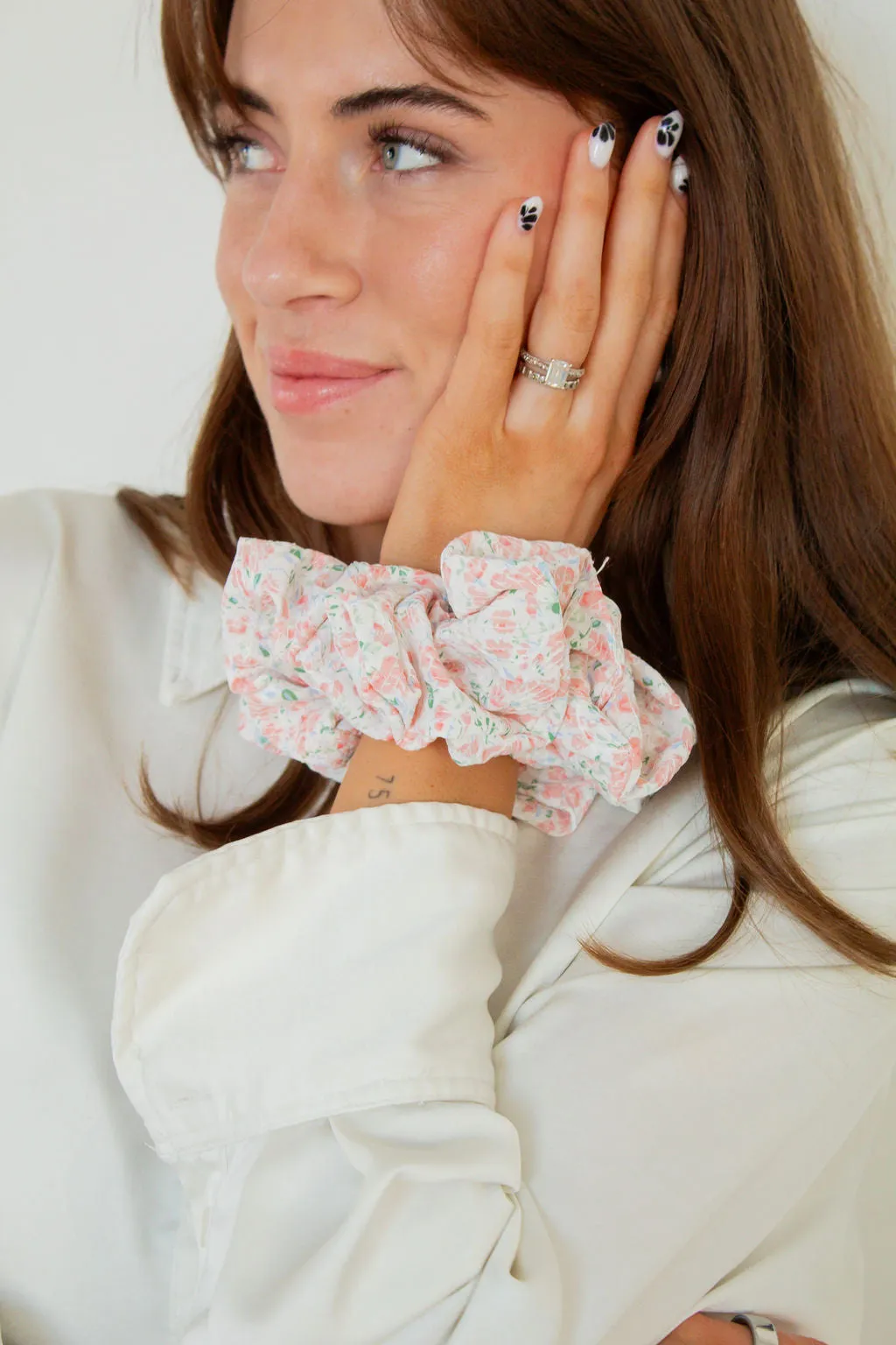 Pink Floral Jumbo Scrunchie Andi