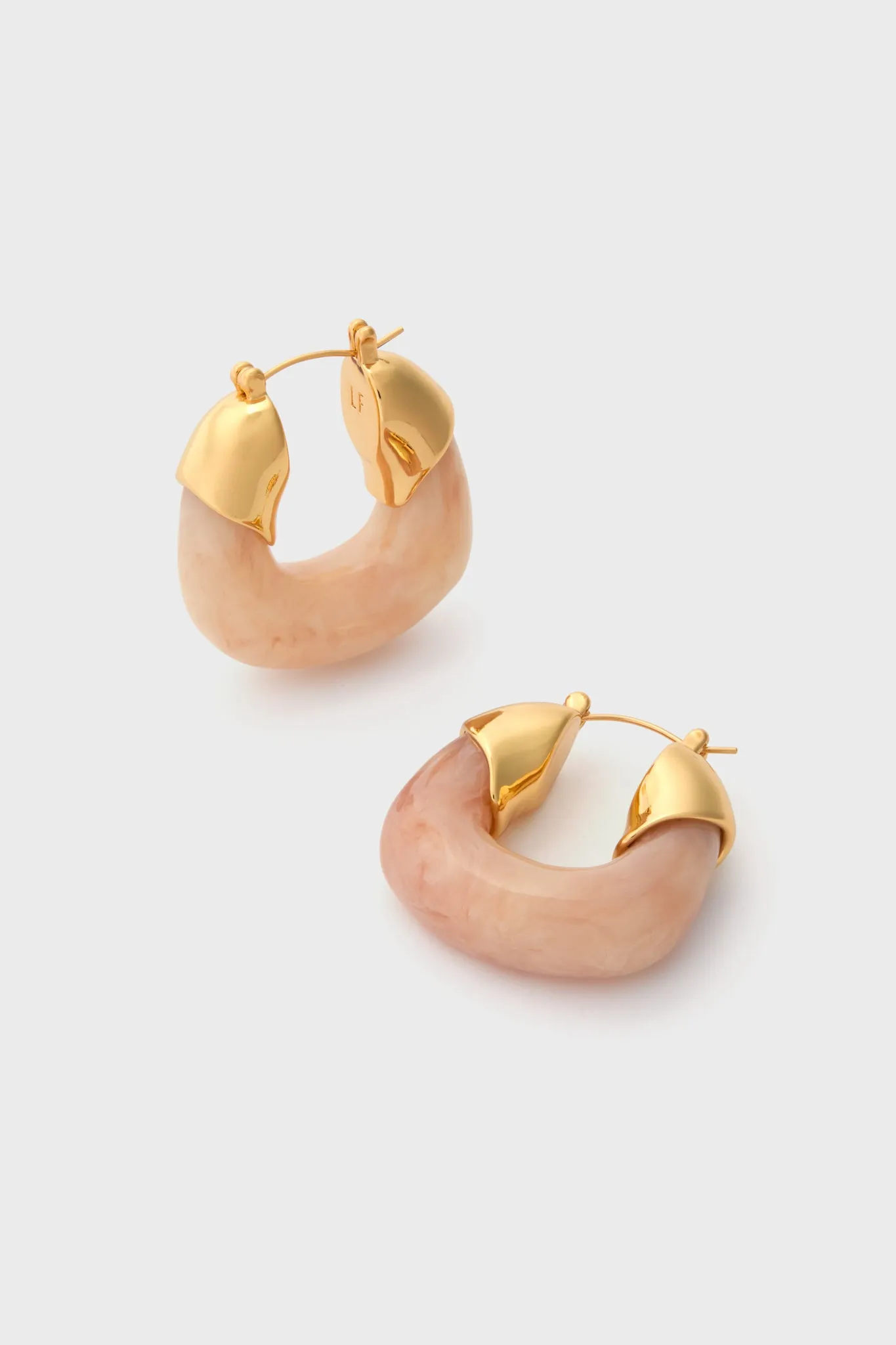 Pink Marble Organic Hoops