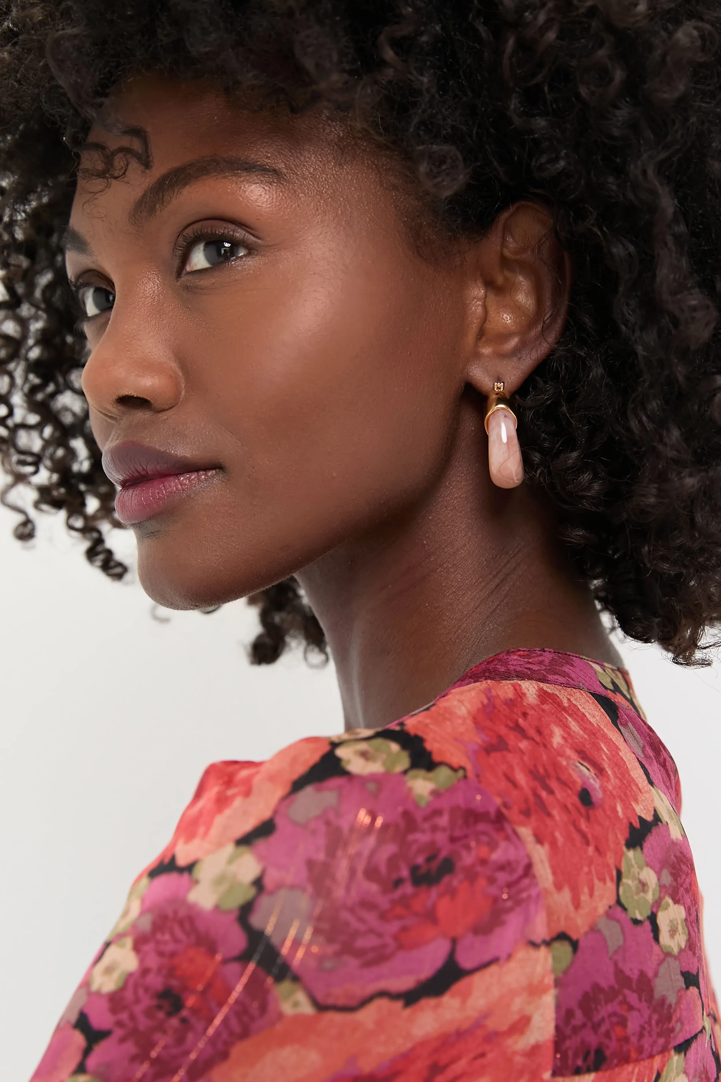 Pink Marble Organic Hoops