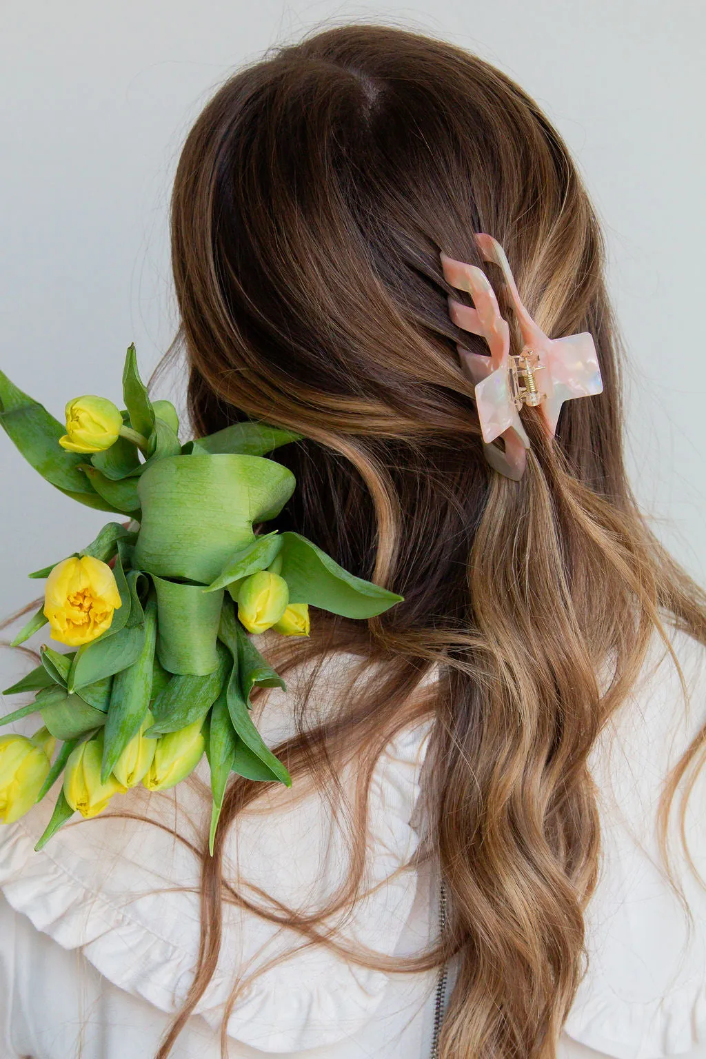 Pink Marbled Chunky Claw Clip Andi