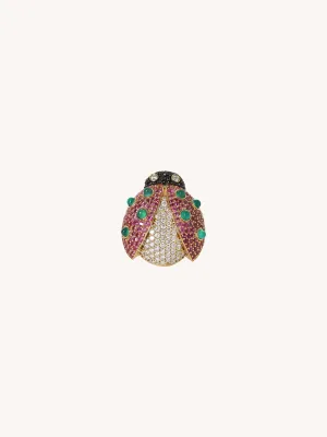 PINK SAPPHIRE & ONYX LADY BUG RING