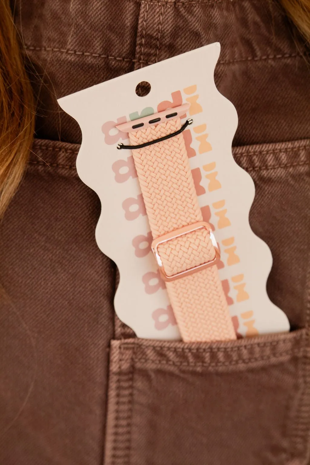 Pink Thick Weaved Adjustable Elastic Watch Band Andi