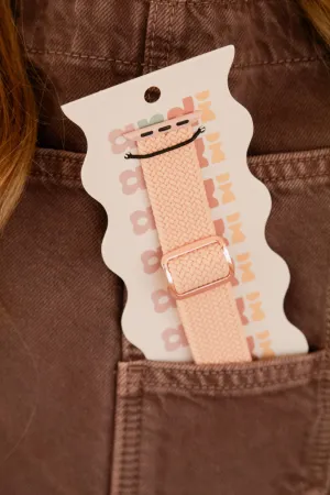Pink Thick Weaved Adjustable Elastic Watch Band Andi