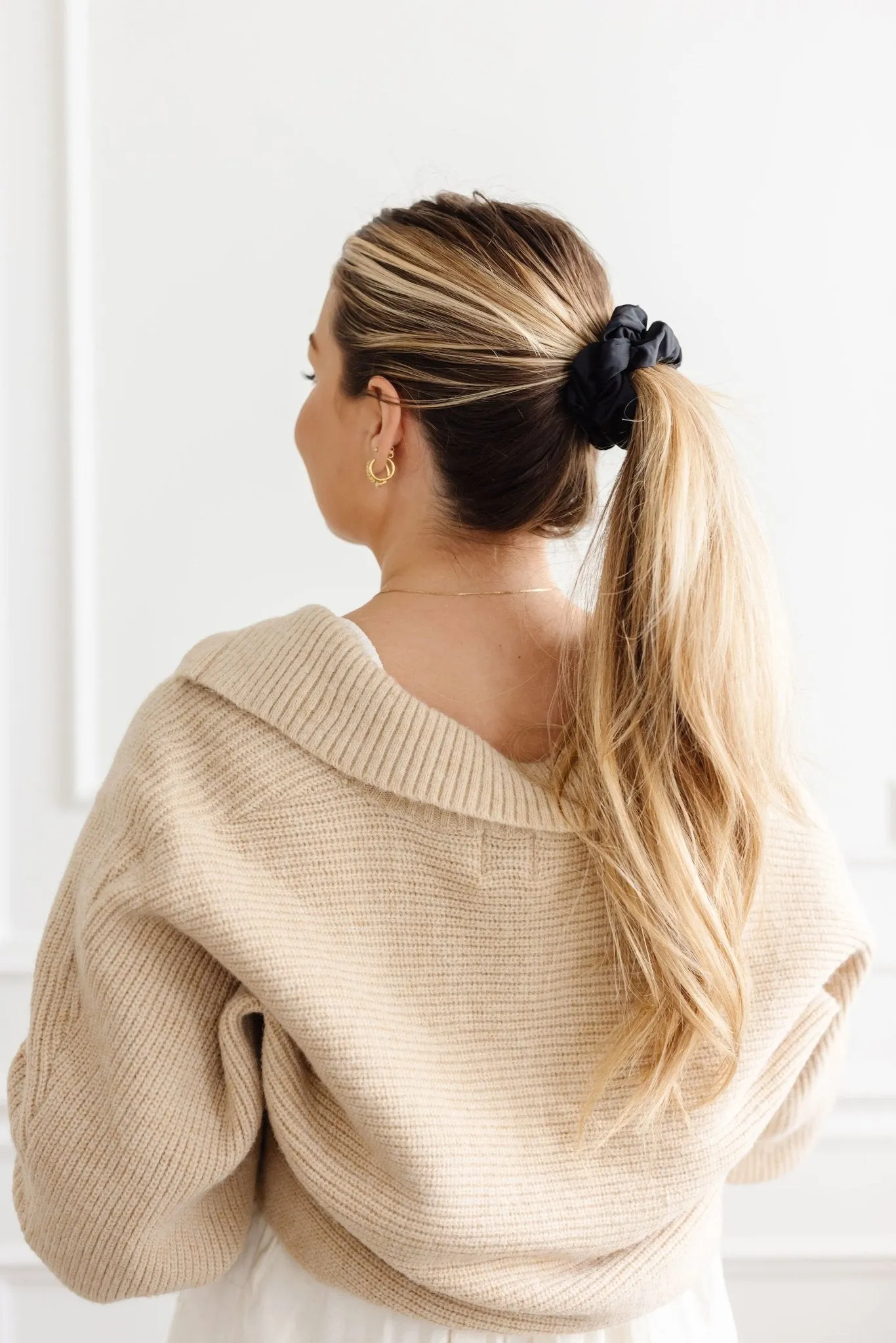 Raven Black Oversized Athletic Scrunchie Andi