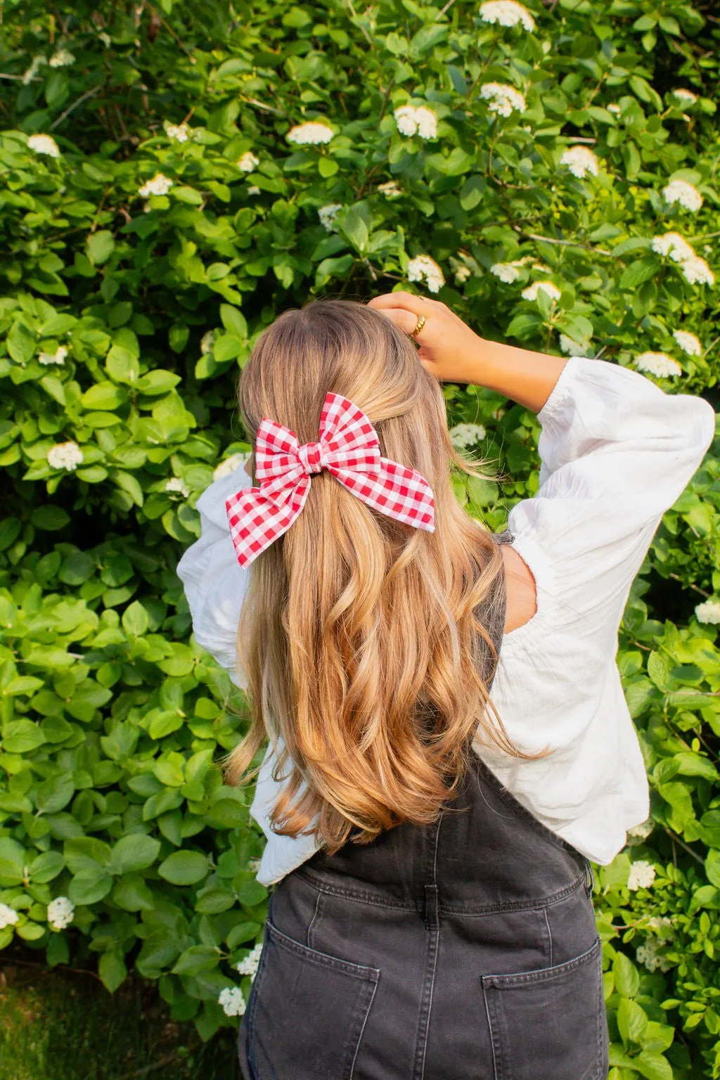 Red Gingham Bow Clip Andi