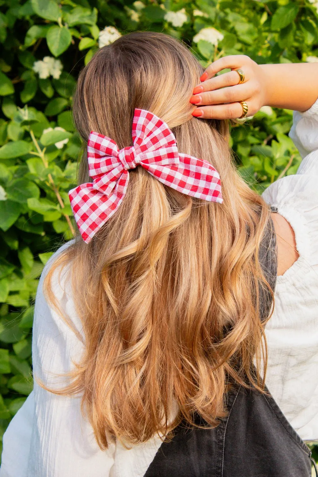 Red Gingham Bow Clip Andi