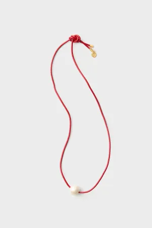 Red Pearl Cord Necklace