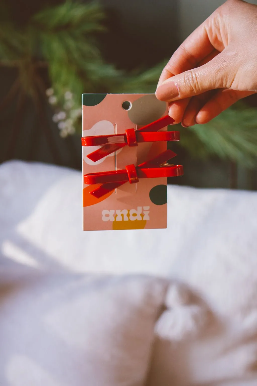 Ruby Red Acetate Bow Clip 2-pack Andi