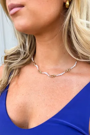 Samantha Pearl and Knot Chain Necklace
