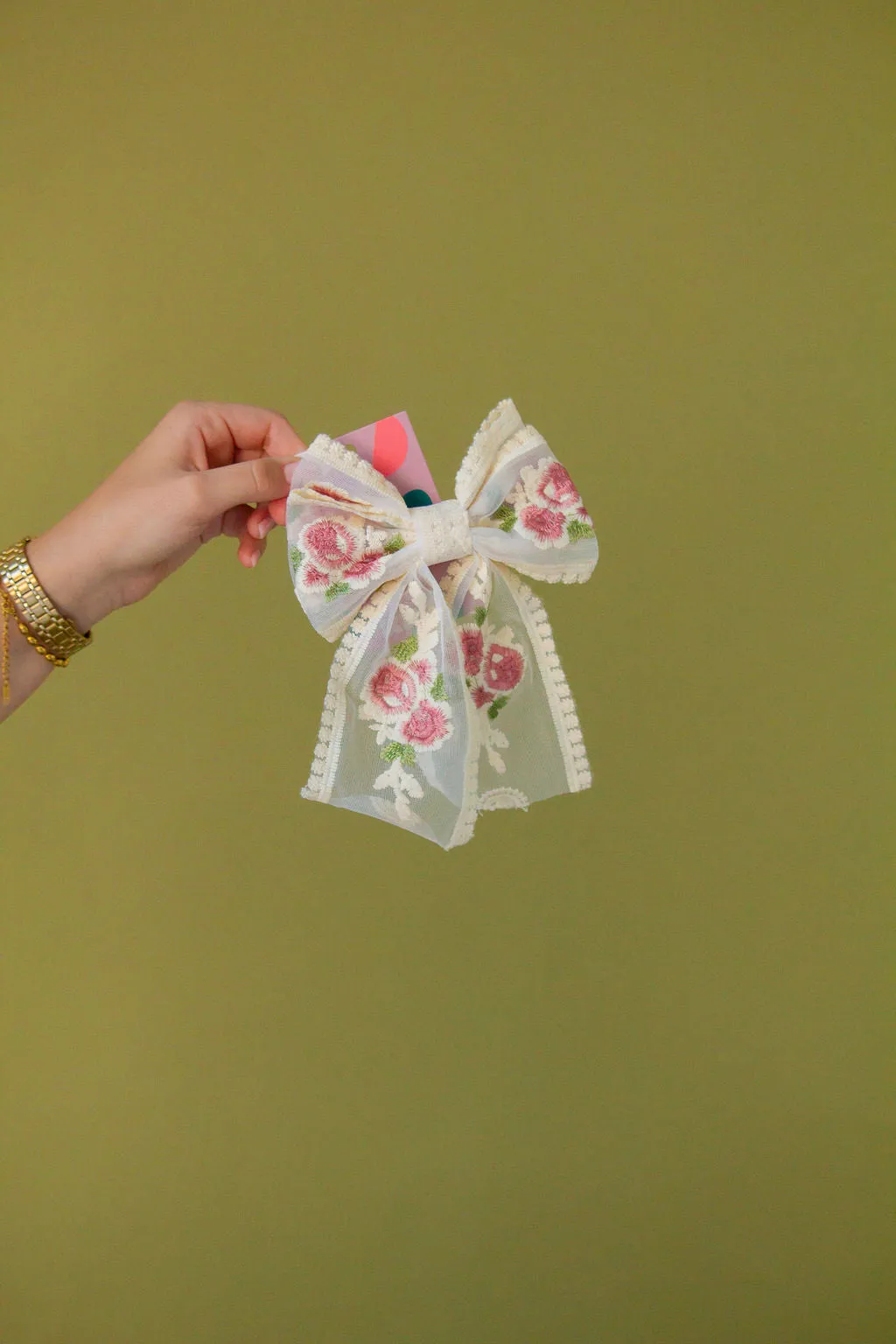 Sheer Floral Bow Barrette Andi