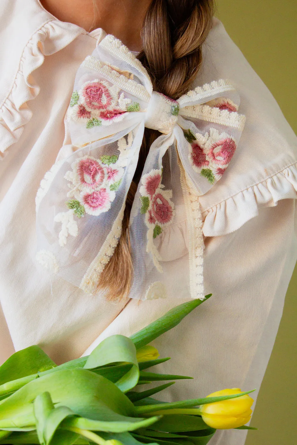 Sheer Floral Bow Barrette Andi
