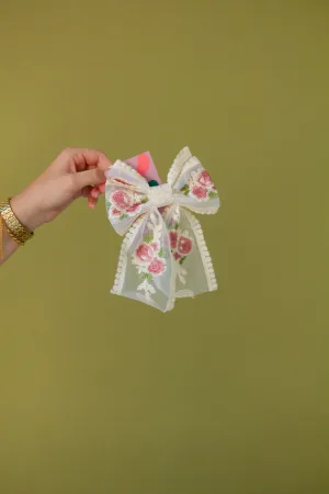Sheer Floral Bow Barrette Andi