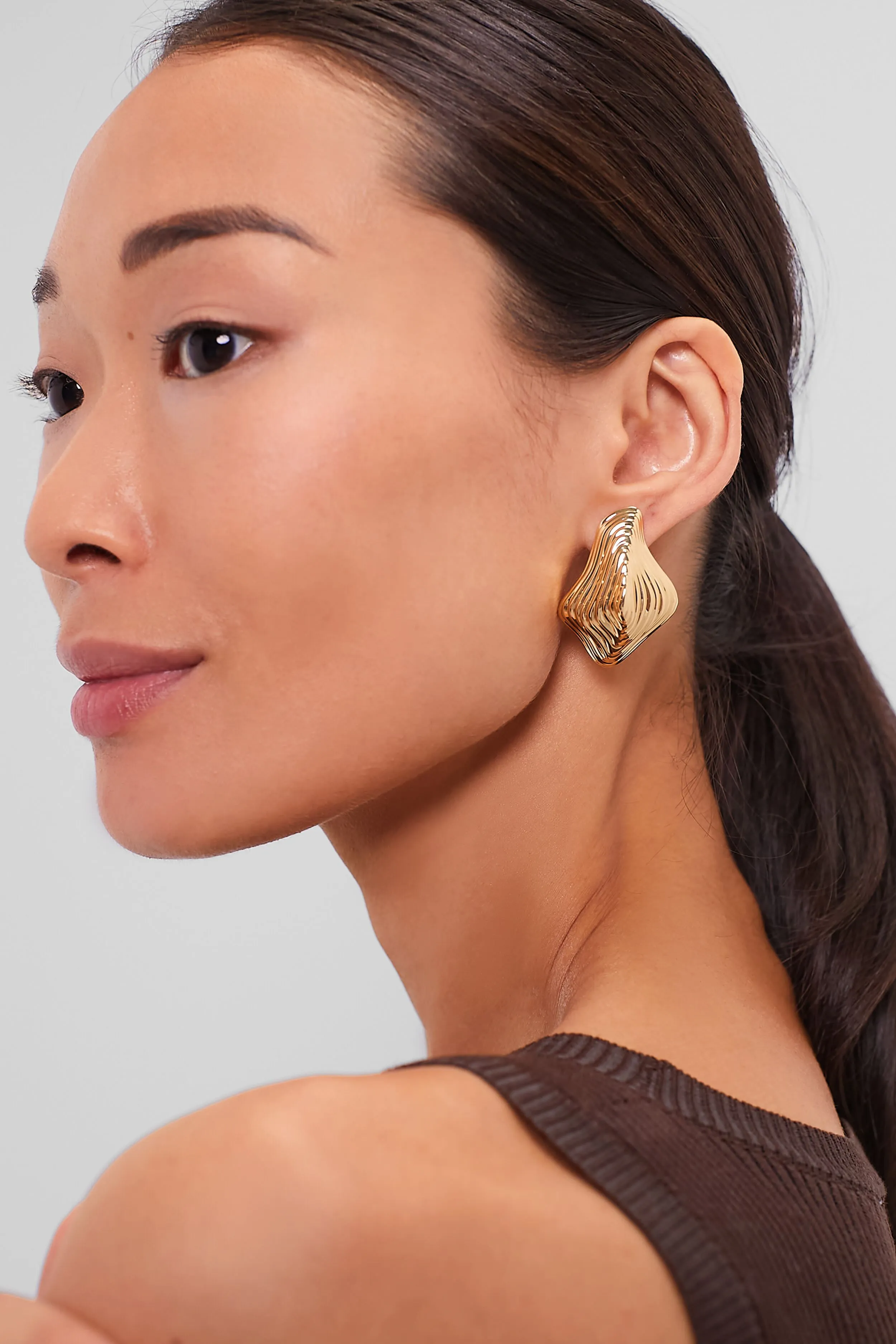 Shiny Brass Relic Earrings