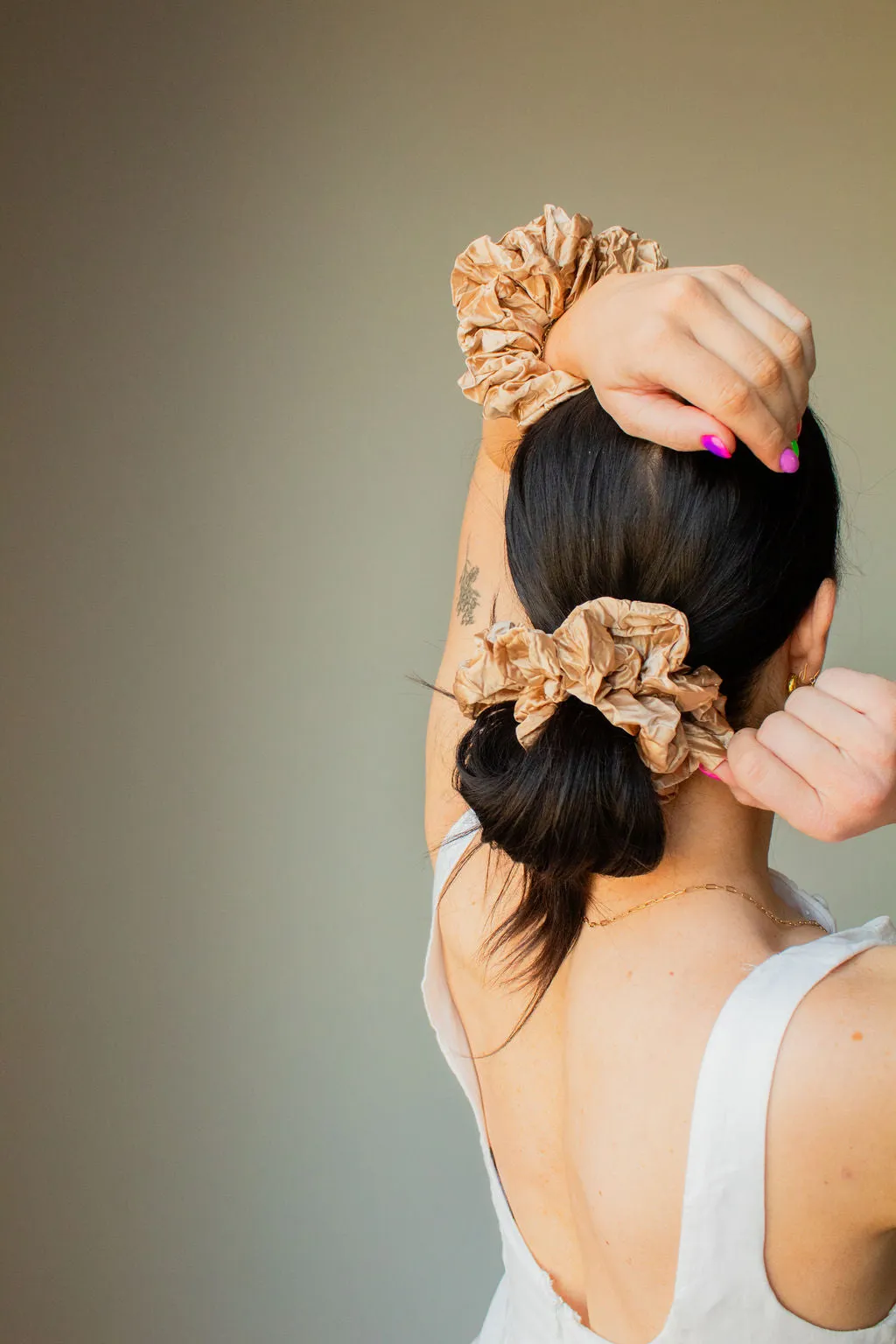 Silky Champagne Jumbo Scrunchie Andi