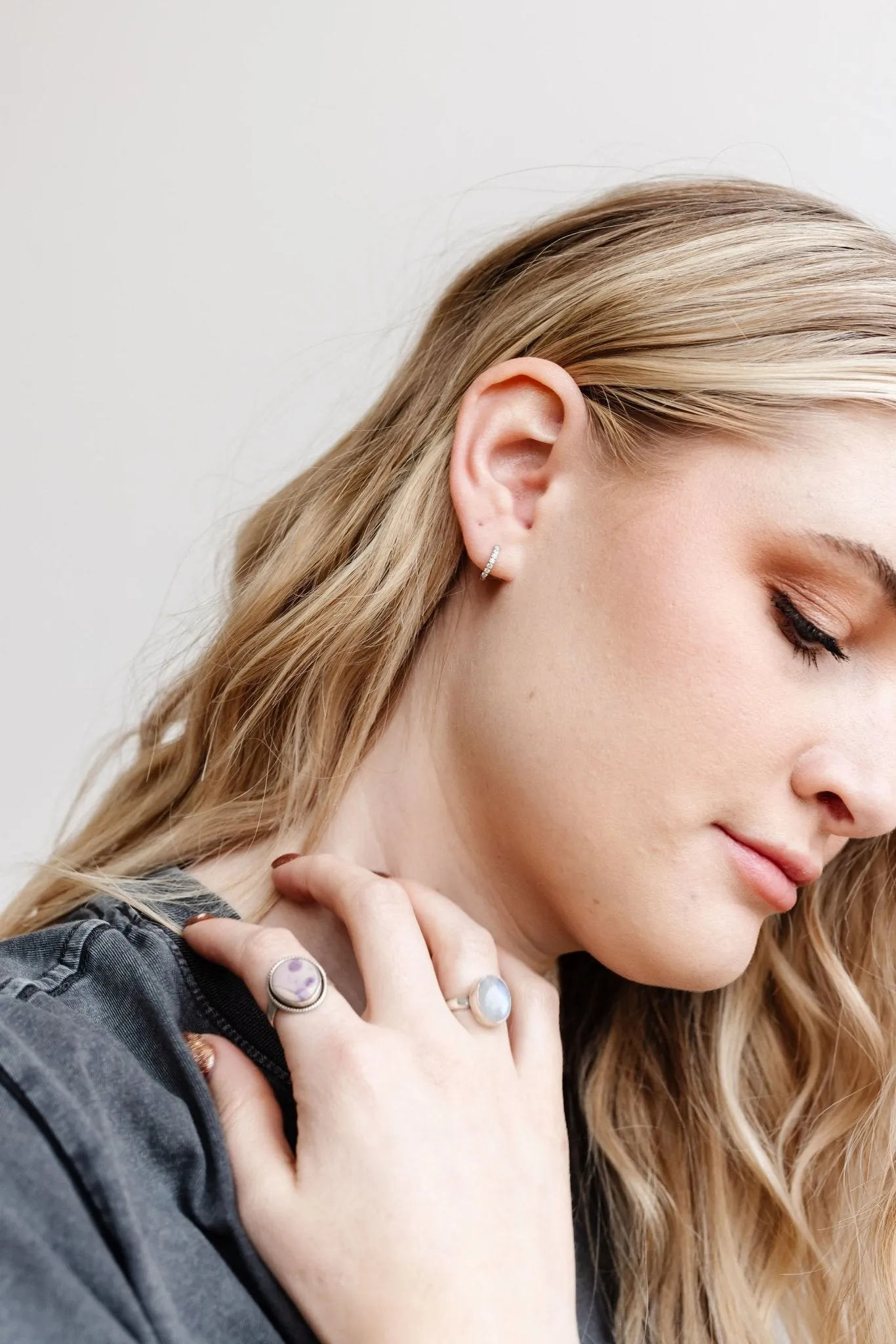 Silver Crystal Hoops - Hypoallergenic Andi