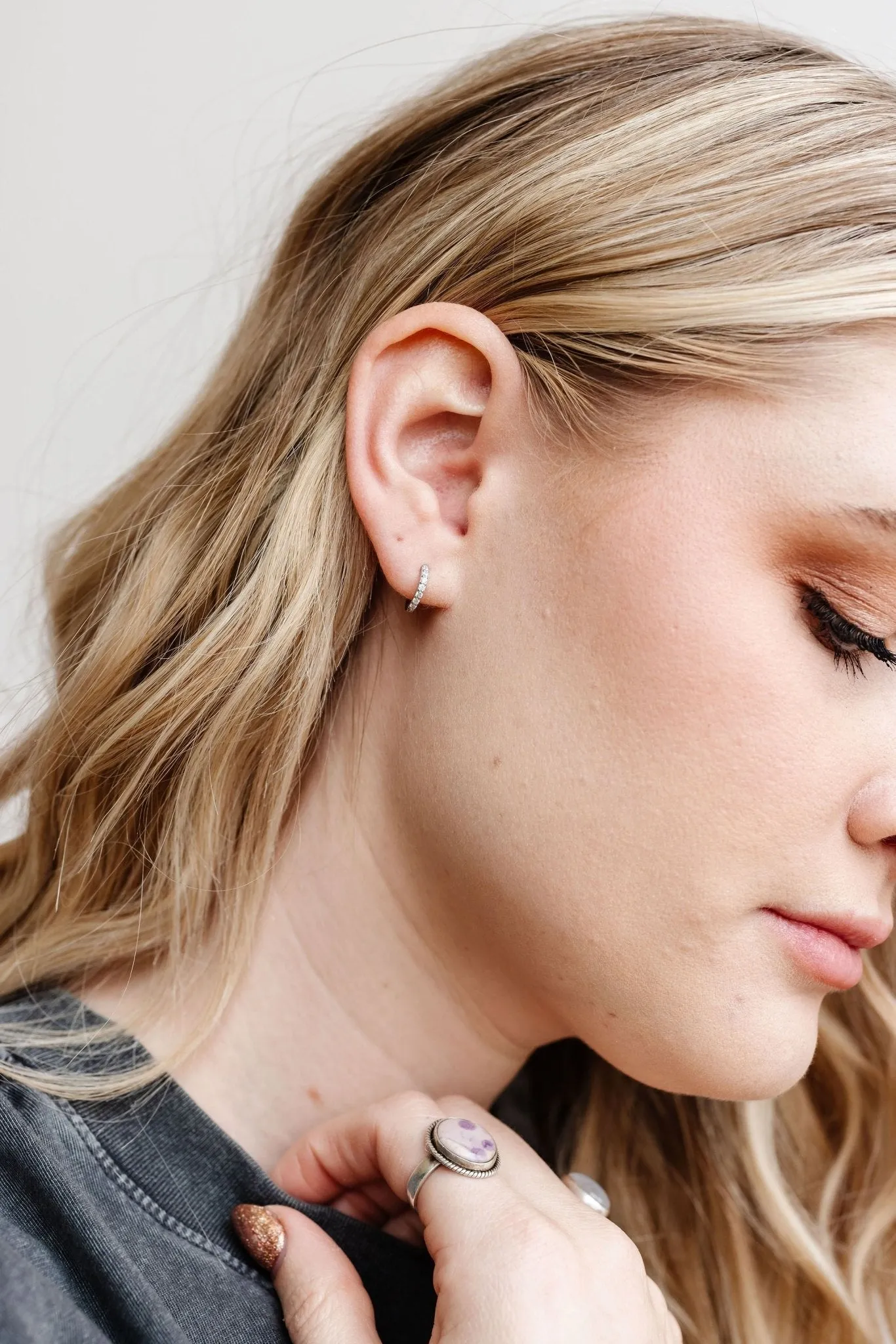 Silver Crystal Hoops - Hypoallergenic Andi