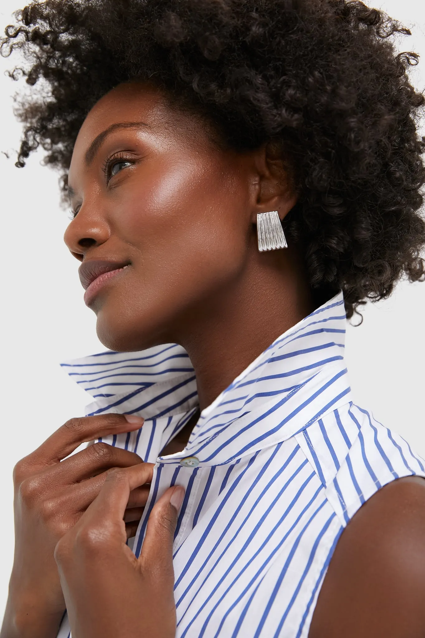 Silver Ribbed Earrings