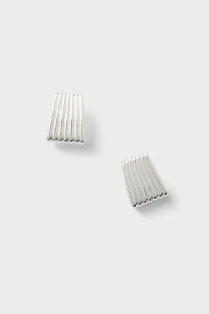 Silver Ribbed Earrings