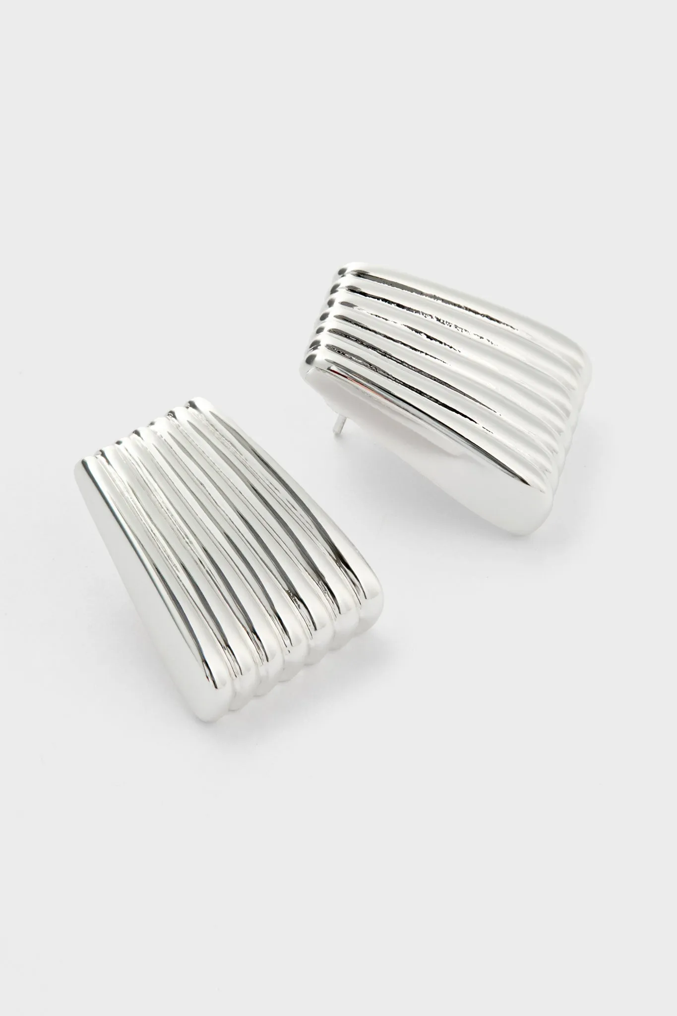 Silver Ribbed Earrings