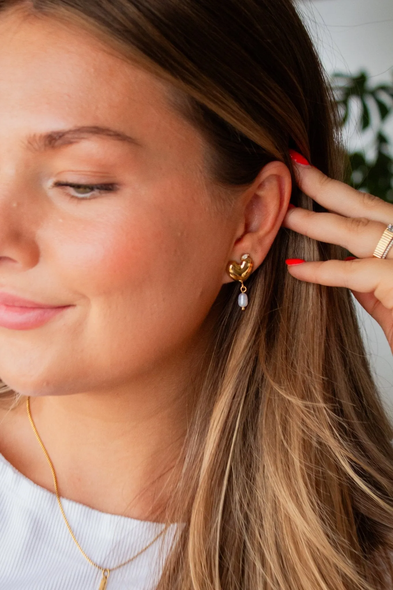 Sweet Heart and Pearl Earrings Andi