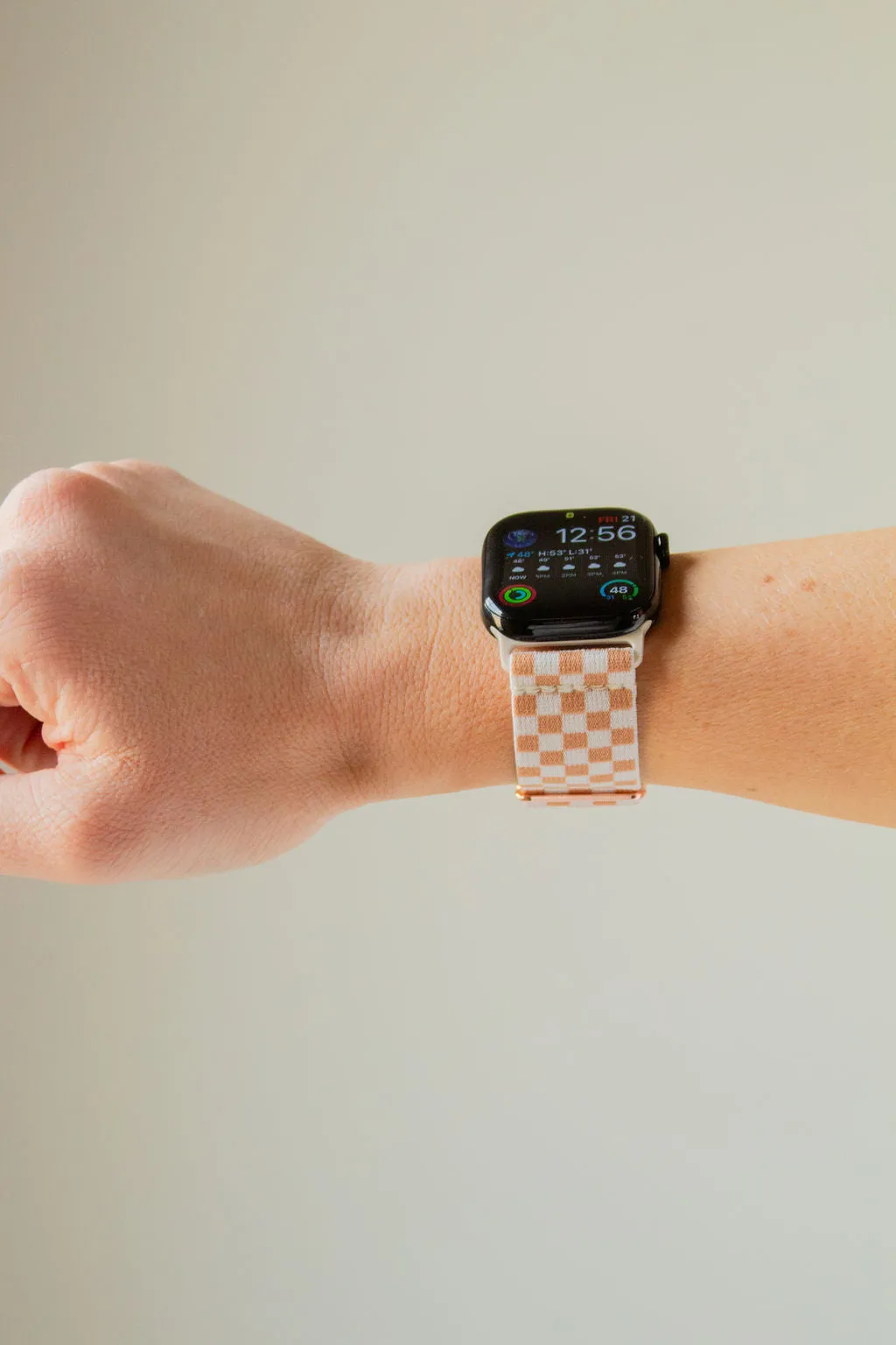 Tan Checkerboard Adjustable Elastic Andi