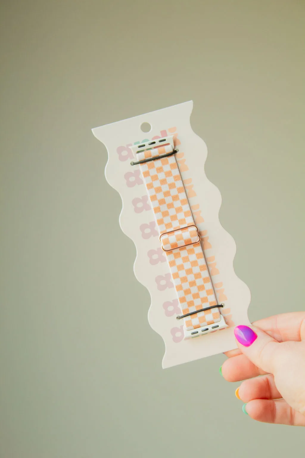 Tan Checkerboard Adjustable Elastic Andi