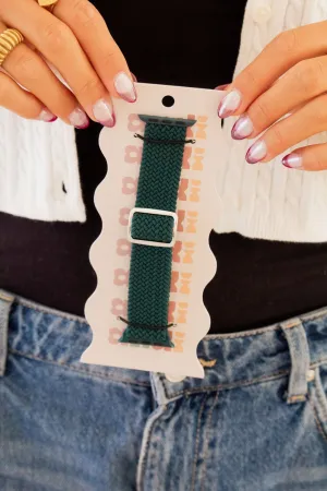 Teal Thick Weaved Adjustable Elastic Watch Band Andi