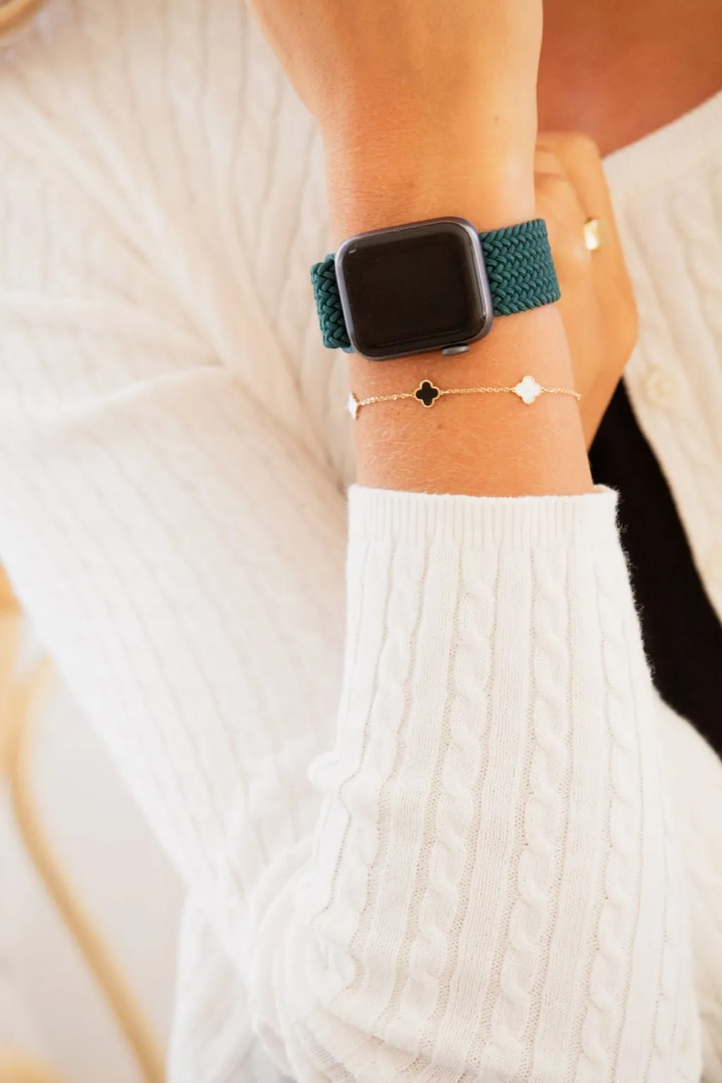 Teal Thick Weaved Adjustable Elastic Watch Band Andi