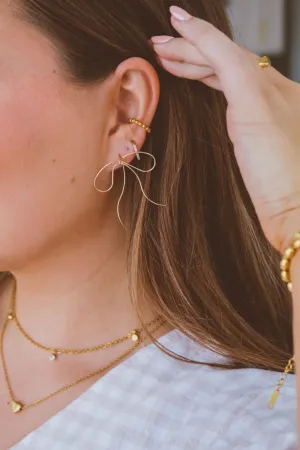 Thin Gold Wire Bow Earrings Andi